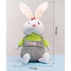 Babyhug Cute Rabbit Soft Toy in Grey Dungarees|Plush Bunny with Long Ears for Hugs & Cuddles|Sensory & Emotional Growth|Imaginative Play|BIS| Ideal Gift |2+ Years | Height-32cm