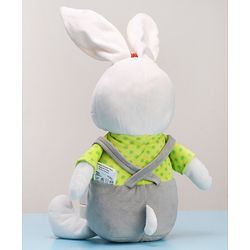 Babyhug Cute Rabbit Soft Toy in Grey Dungarees|Plush Bunny with Long Ears for Hugs & Cuddles|Sensory & Emotional Growth|Imaginative Play|BIS| Ideal Gift |2+ Years | Height-32cm
