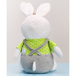 Babyhug Cute Rabbit Soft Toy in Grey Dungarees|Plush Bunny with Long Ears for Hugs & Cuddles|Sensory & Emotional Growth|Imaginative Play|BIS| Ideal Gift |2+ Years | Height-32cm