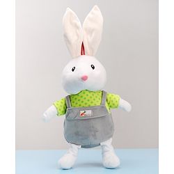 Babyhug Cute Rabbit Soft Toy in Grey Dungarees|Plush Bunny with Long Ears for Hugs & Cuddles|Sensory & Emotional Growth|Imaginative Play|BIS| Ideal Gift |2+ Years | Height-32cm