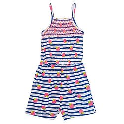 Babyhug Singlet Sleeves Jumpsuit Strawberry Print - Blue