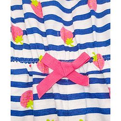 Babyhug Singlet Sleeves Jumpsuit Strawberry Print - Blue