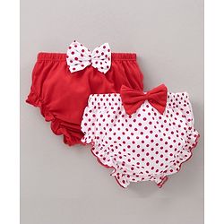 Babyhug 100% Cotton Bloomer Dot Print Pack of 2 - Red and White