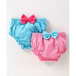 Babyhug 100% Cotton Bloomer Polka Dot Print - Pack of 2 - Pink Blue