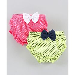 Babyhug 100% Cotton Bloomer Polka Dot Print - Pack of 2 - Pink Green
