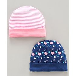 Babyhug 100% Cotton Cap Pack of 2 - Blue Pink