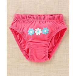 Babyhug 100% Cotton Antibacterial Finish Printed Panties Pack of 3 - Blue White Pink