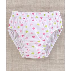 Babyhug 100%Cotton & Anti Bacterial Finish Panties Heart Print Pack of 3 - Pink White Green