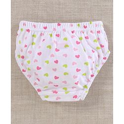 Babyhug 100%Cotton & Anti Bacterial Finish Panties Heart Print Pack of 3 - Pink White Green