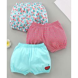 Babyhug 100% Cotton Bloomer Floral Pack of 3 - Red Blue