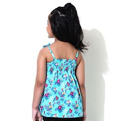 Babyhug Singlet Sleeves Top Floral Print - Blue