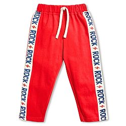 Babyhug Full Length Lounge Pant Rock Print - Red
