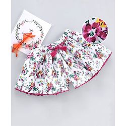 Babyhug Mid Thigh Shorts Floral Print - White