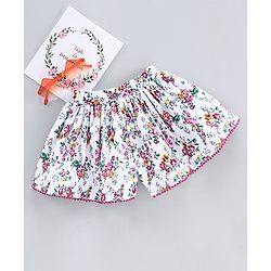 Babyhug Mid Thigh Shorts Floral Print - White
