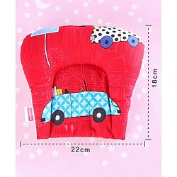 Babyhug Pillow And Bolster Set Cars Print - Red| Prevents  Flat Head Syndrome| Neck and Shoulder Support | 100% Cotton| Breathable Fabric| Girls and Boys| Protection from Crib Railing| New Born Gifting Option | Travel Friendly| Soft and Comfortable