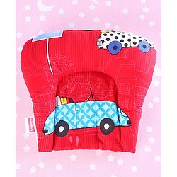 Babyhug Pillow And Bolster Set Cars Print - Red| Prevents  Flat Head Syndrome| Neck and Shoulder Support | 100% Cotton| Breathable Fabric| Girls and Boys| Protection from Crib Railing| New Born Gifting Option | Travel Friendly| Soft and Comfortable