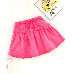 Babyhug Mid Thigh Length Skirt Floral Embroidery - Pink
