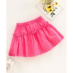 Babyhug Mid Thigh Length Skirt Floral Embroidery - Pink
