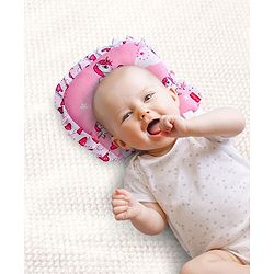 Babyhug Premium Pillow and Bolster Set Unicorn Print - Pink| Prevents Flat Head Syndrome| Neck and Shoulder Support | 100% Cotton| Breathable Fabric| Girls and Boys| Protection from Crib Railing| New Born Gifting Option | Travel Friendly| Soft and L