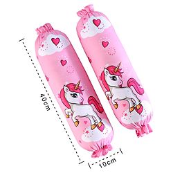 Babyhug Premium Pillow and Bolster Set Unicorn Print - Pink| Prevents Flat Head Syndrome| Neck and Shoulder Support | 100% Cotton| Breathable Fabric| Girls and Boys| Protection from Crib Railing| New Born Gifting Option | Travel Friendly| Soft and L