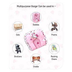 Babyhug Premium Pillow and Bolster Set Unicorn Print - Pink| Prevents Flat Head Syndrome| Neck and Shoulder Support | 100% Cotton| Breathable Fabric| Girls and Boys| Protection from Crib Railing| New Born Gifting Option | Travel Friendly| Soft and L