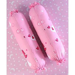 Babyhug Premium Pillow and Bolster Set Unicorn Print - Pink| Prevents Flat Head Syndrome| Neck and Shoulder Support | 100% Cotton| Breathable Fabric| Girls and Boys| Protection from Crib Railing| New Born Gifting Option | Travel Friendly| Soft and L