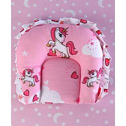 Babyhug Premium Pillow and Bolster Set Unicorn Print - Pink| Prevents Flat Head Syndrome| Neck and Shoulder Support | 100% Cotton| Breathable Fabric| Girls and Boys| Protection from Crib Railing| New Born Gifting Option | Travel Friendly| Soft and L