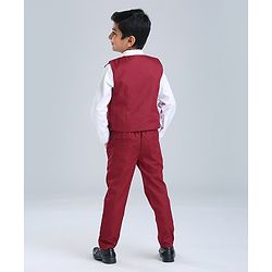 Babyhug Full Sleeves 3 Piece Party Suit - Maroon