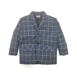 Babyhug Full Sleeves Party Wear Checks Blazer - Navy Blue