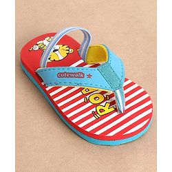 Cute Walk By Babyhug Flip Flop Tiger Print - Red