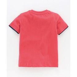Babyhug Half Sleeves Tee and Denim Shorts Set Text Print - Red