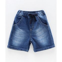 Babyhug Half Sleeves Tee and Denim Shorts Set Text Print - Red