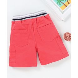 Babyhug Shorts With Drawstring Football Patch - Red