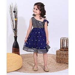 Babyhug Sleeveless One Shoulder Ethnic Dress - Blue