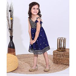 Babyhug Sleeveless One Shoulder Ethnic Dress - Blue