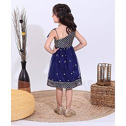 Babyhug Sleeveless One Shoulder Ethnic Dress - Blue