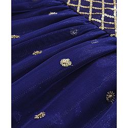 Babyhug Sleeveless One Shoulder Ethnic Dress - Blue