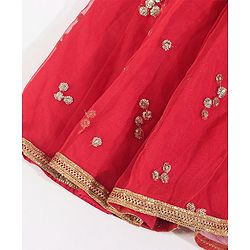 Babyhug Sleeveless Sequin Choli with Lehenga and Dupatta  - Red