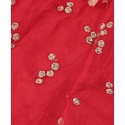 Babyhug Sleeveless Sequin Choli with Lehenga and Dupatta  - Red