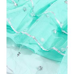 Babyhug Sleeveless Choli with Sequin Lehenga & Dupatta Set - Pink Blue