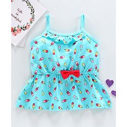 Babyhug Singlet Sleeves Top Popsicle Print - Blue