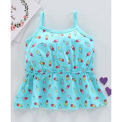 Babyhug Singlet Sleeves Top Popsicle Print - Blue