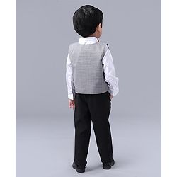 Babyhug Full Sleeves 3 Piece Party Suit - Grey