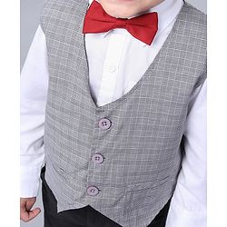 Babyhug Full Sleeves 3 Piece Party Suit - Grey