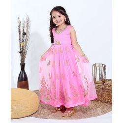 Babyhug Sleeveless Ethnic Dress - Pink