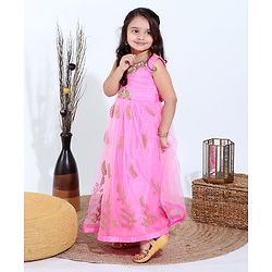 Babyhug Sleeveless Ethnic Dress - Pink