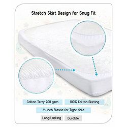 Babyhug Soft Terry Breathable & Waterproof Mattress Protector Fitted Cover Sheet - White