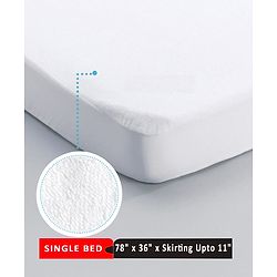 Babyhug Soft Terry Breathable & Waterproof Mattress Protector Fitted Cover Sheet - White
