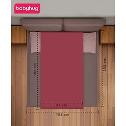 Babyhug Soft Terry Breathable & Waterproof Mattress Protector Fitted Cover Sheet - Maroon