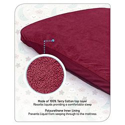 Babyhug Soft Terry Breathable & Waterproof Mattress Protector Fitted Cover Sheet - Maroon